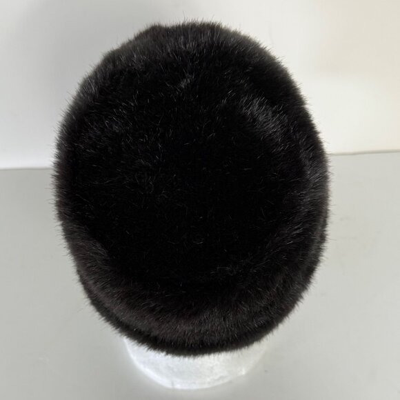 VTG Faux Mink Fur Hat Over Ears Winter Accessory Dark Brown Womens Luxury Fashio - Picture 10 of 12